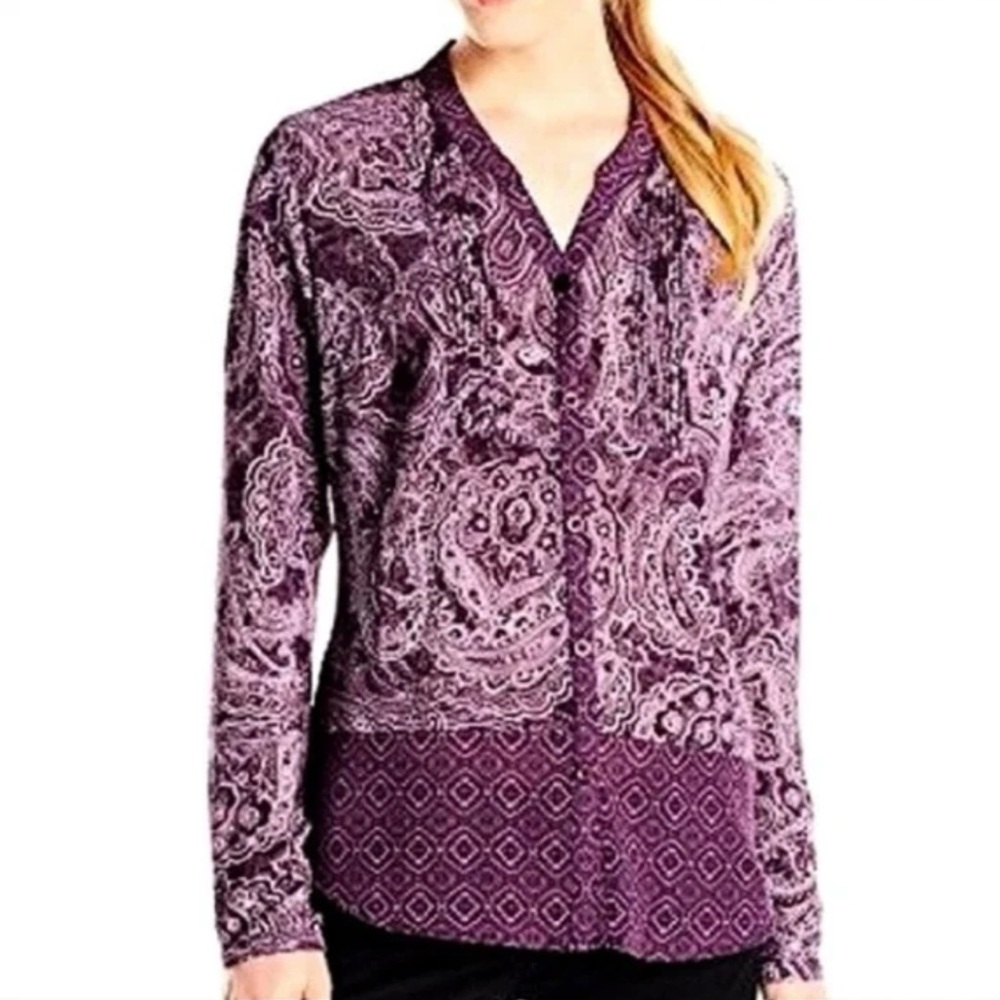 EUC Prana Evelyn Purple Paisley Women's Top